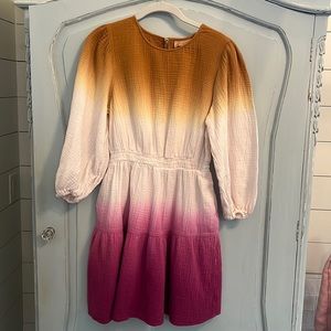 Ombre dress with sleeves and pockets.